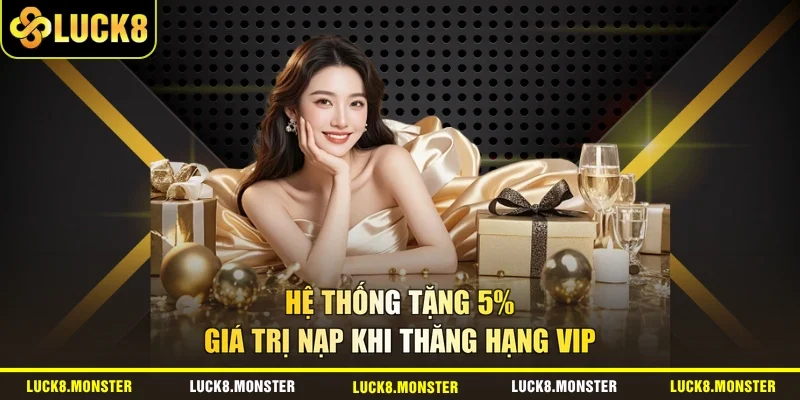 Hệ thống tặng 5% giá trị nạp khi thăng hạng Vip